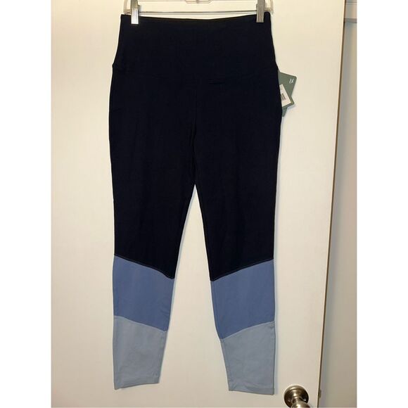 Lysse Medium Athletic Ankle Length Leggings Midnight Navy Colorblock Womens NWT - Picture 1 of 8